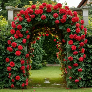 Роза плетистая Алый Триумф купить по цене от 319р. в интернет-магазине «Посадика» с доставкой почтой в в Фокиное и по всей России – [изображение №1].